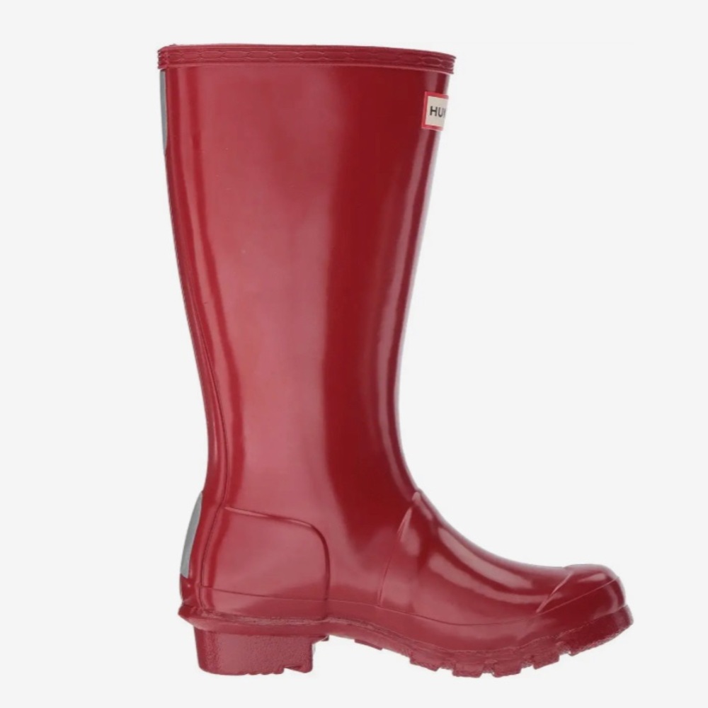 💦NEW Hunter Military Red Original Kids' Gloss Rain Boot sz 1 - Picture 2 of 9